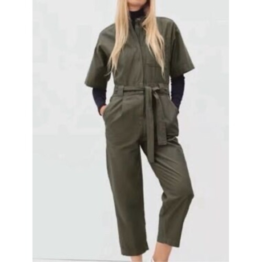Everlane Fatigue Jumpsuit Women 2 Olive Utility Organic Cotton Military Earthy